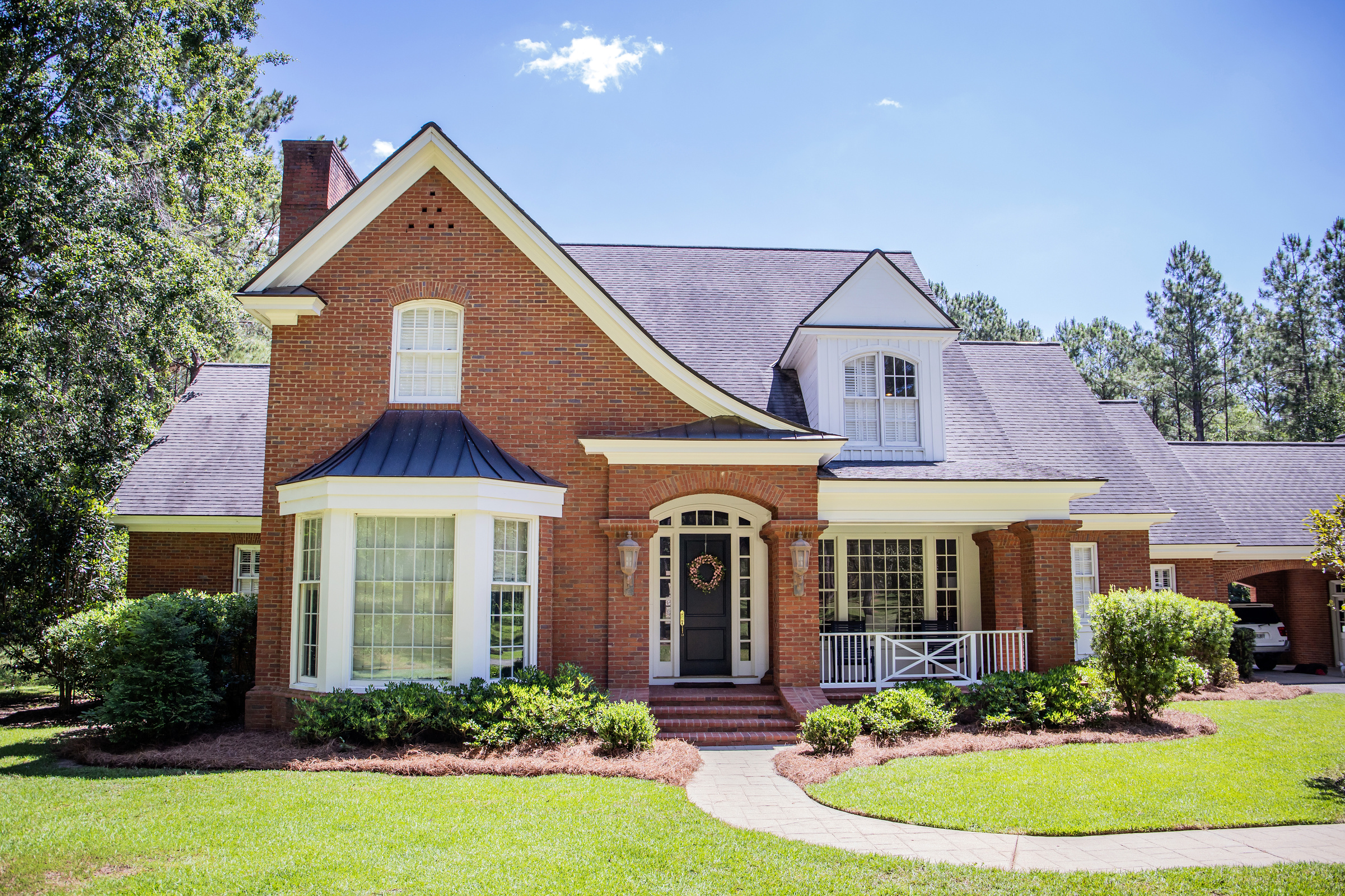 Exterior of Red Brick Traditional Southern Home